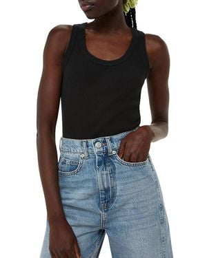 Whistles Ultimate Round Neck Ribbed Tank Top - Black