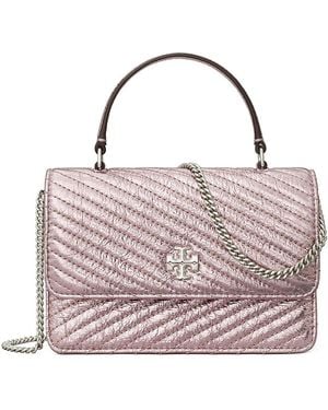 Tory Burch Kira Metallic Quilted Leather Chain Wallet - Purple