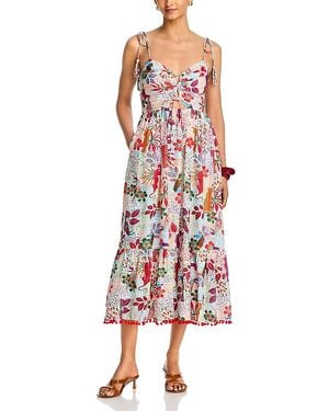 Aqua Lace Up Midi Dress - Red