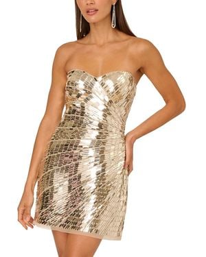 Adrianna Papell Beaded Strapless Dress - White