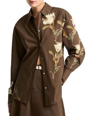 Vince Placement Print Button Front Shirt - Brown