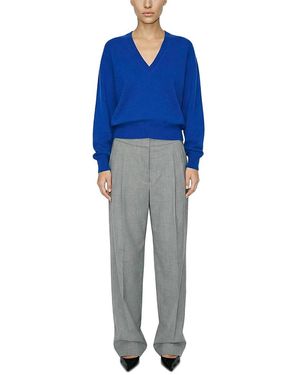Ronny Kobo Jayden Cashmere V Neck Sweater - Blue
