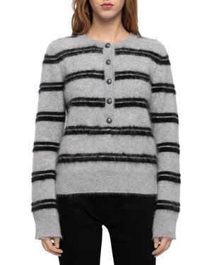 Zadig & Voltaire Mandala Cashmere Henley Sweater - Gray