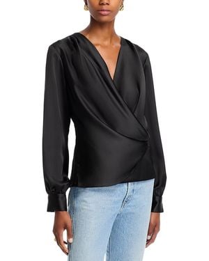 Aqua Faux Wrap Top - Black