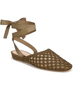 Veronica Beard Malia Ankle Tie Flats - Metallic