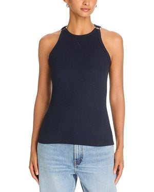 Courreges Buckle 90S Rib Tank Top - Blue