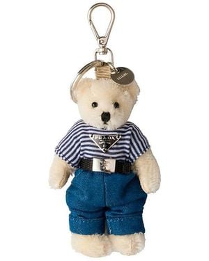 Prada Teddy Bag Charm With Metal Ring - Blue