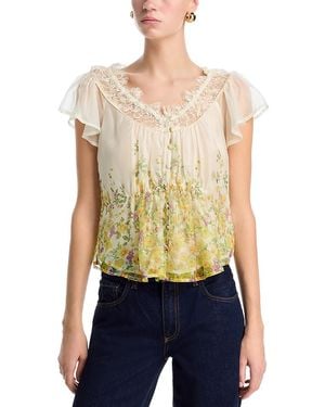 Aqua Placed Floral Lace Top - Multicolor