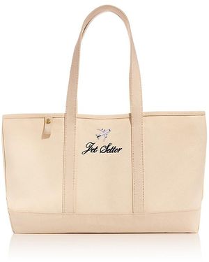 Abode Jet Setter Embroidered Canvas Tote - Natural