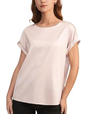 LILYSILK Short Sleeves Round Neck Silk Tee - Pink