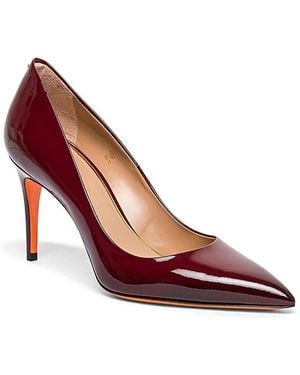 Santoni High-Heel Patent Leather Pumps - Red
