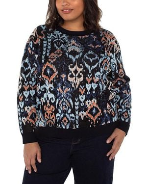 Liverpool Los Angeles Plus Jacquard Drop Shoulder Crewneck Sweater - Black