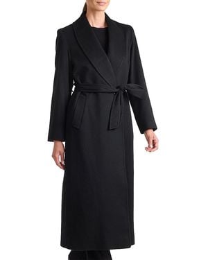 Sofiacashmere Belted Cashmere Shawl Collar Coat - Black