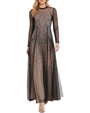 Needle & Thread Sequin Cascade Round Neck Gown - Brown