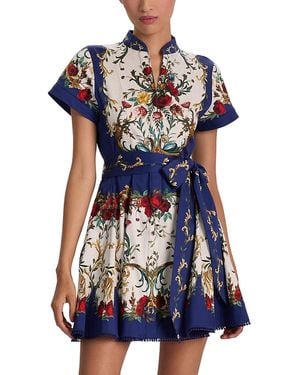 Alice + Olivia Lucy Short Sleeve Mini Shirtdress - Blue