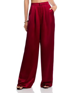 NonChalant Label Satin Wide Leg Pants - Red