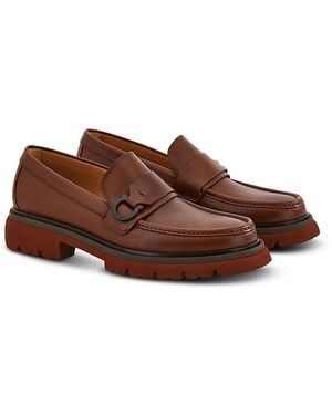 Ferragamo Gancini Leather Loafers - Brown