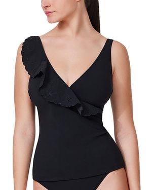 Gottex Ruffled Crossover Tankini Top - Black