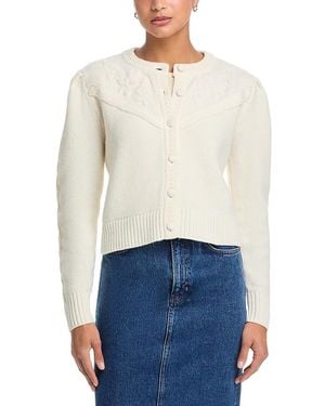 Aqua Floral Embroidered Cardigan - Blue