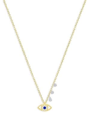 Meira T Diamond & Sapphire Two Tone Evil Eye Necklace, 18 - Metallic