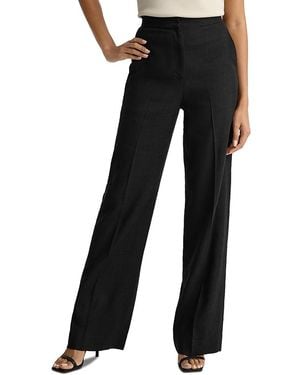 St. John Linen Blend Stretch Wide Leg Pants - Black