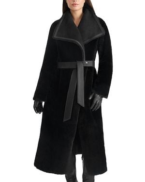 Mackage Marian Shearling Reversible Wrap Coat - Black