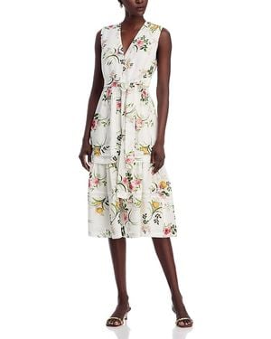 Kobi Halperin Sleeveless Floral Midi Dress - Metallic