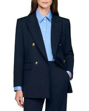 Sandro Pinstriped Blazer - Blue