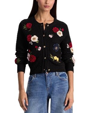 Alice + Olivia Dollie Floral Cardigan Sweater - Black