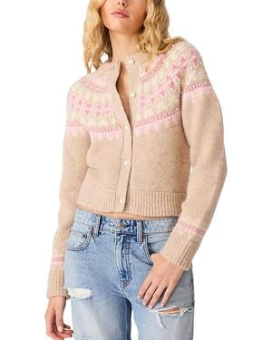 Steve Madden Harriet Fair Isle Cropped Crewneck Cardigan - Blue