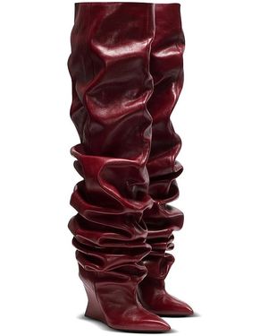 Balmain Wedge Thigh-High Boots - Red