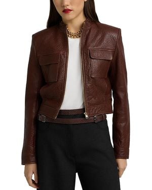 St. John Vintage Edge Nappa Leather Jacket - Brown