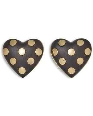 Roxanne Assoulin The Studded Wood Heart Button Earrings - Multicolor