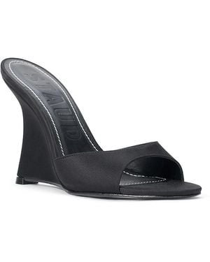STAUD Brigitte Satin High Heel Wedge Sandals - Blue