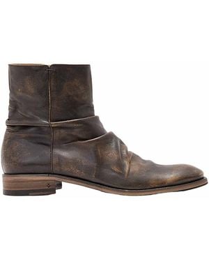 John Varvatos Morrison Sharpei Leather Slouch Boots - Brown