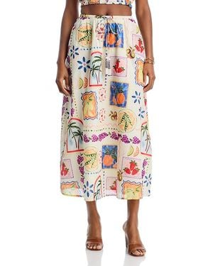 Aqua Postcard Midi Skirt - Multicolor