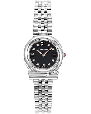 Ferragamo Gancini Twisted Diamond Watch, 28Mm - White
