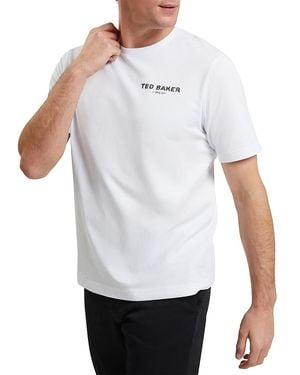 Ted Baker Ramoss Short Sleeve Relaxed Fit Flamingo Graphic Tee - White