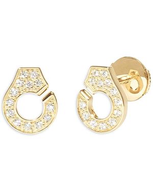 Dinh Van 18K Menottes Diamond Stud Earrings - Metallic
