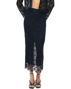 Nocturne Lace Midi Skirt - Blue