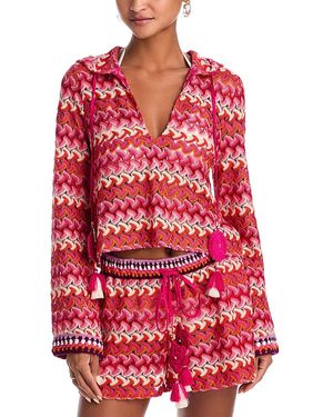 Ramy Brook Cline Cover Up Hoodie - Red