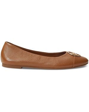 Tory Burch Chelsea Leather Cap Toe Ballet Flats - Brown
