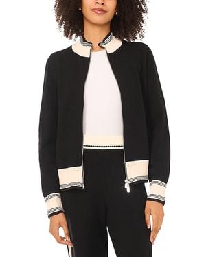 Vince Camuto Contrast Trim Track Jacket - Black