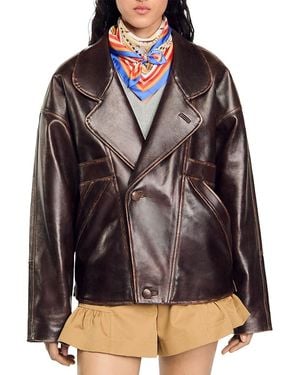 Sandro Clem Leather Jacket - Black