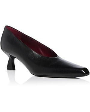 NODALETO Dona Leather Kitten Heel Pumps - Black