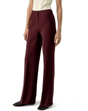 LILYSILK Silk-Wool Twill Flare Pants - Red