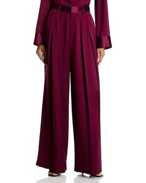 Cinq À Sept Georgia Satin Stripe Pants - Red