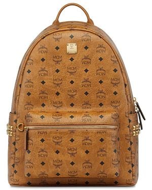 MCM Stark Vi Logo Pattern Backpack - Brown