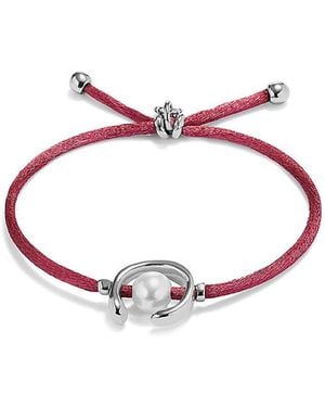 Uno De 50 Mauve Thread Bracelet With Pearl Shell Trimmings Plated - White
