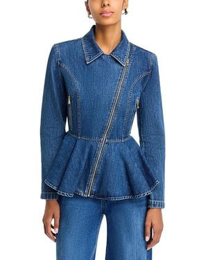 L'Agence Moxie Peplum Biker Jacket - Blue